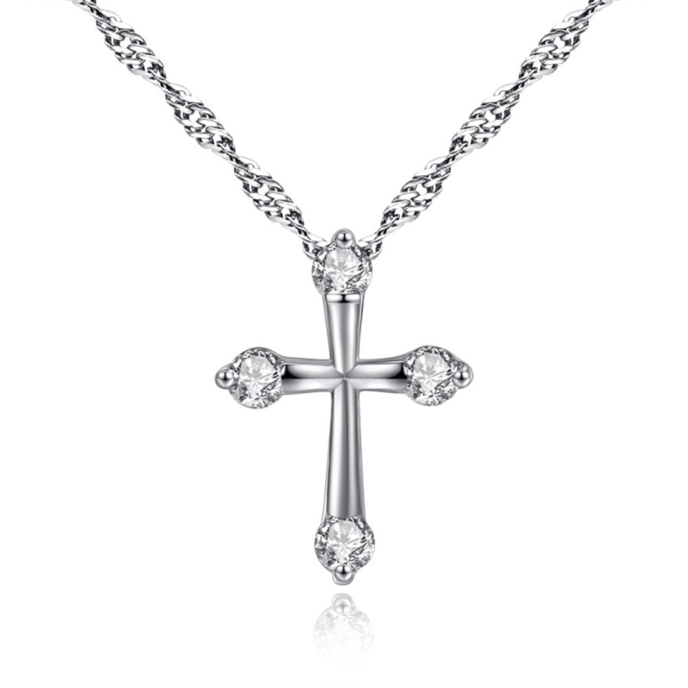 *ABBEY* Silver Cross Fashion Pendant Necklace